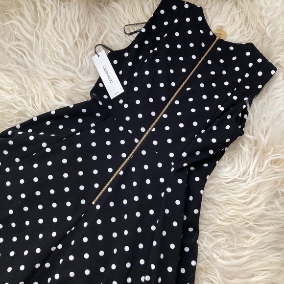 Calvin Klein Polka-Dot Fit & Flare Dress - Picture 9 of 9